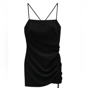 ZARA Black Ruched Dress